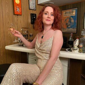 SHEIN Belle Draped Collar Sequin Cami Jumpsuit